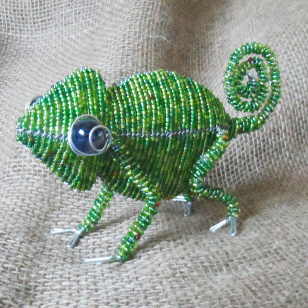 Beaded chameleon with large marble eyes