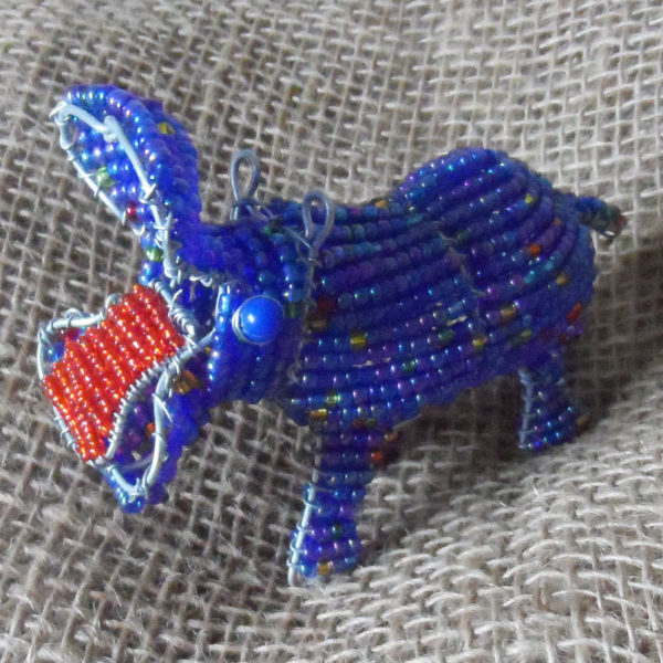 Open mouthed beaded hippo