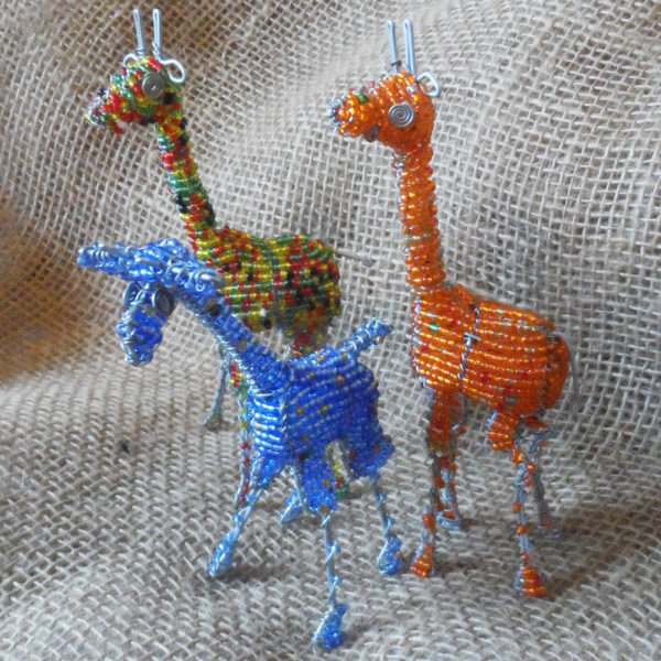 Small beaded giraffes crafted in S. Africa