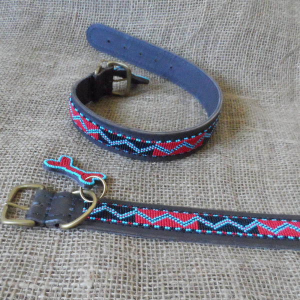 Maasai-1 ½-beaded-dog-collars-zig-zag-on-leather-handmade-in-Kenya