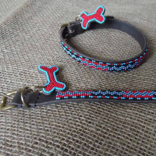Maasai-¾-beaded-dog-collars-zig-zag-on-brown-leather-handmade-in-Kenya